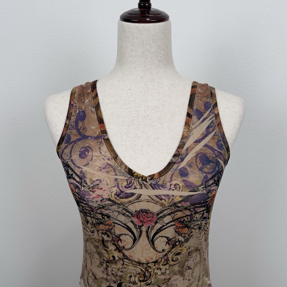 Vtg Y2K Body Central Top Womens M Rose Graphic Fairy Grunge Rock Dark Feminine - Picture 2 of 13
